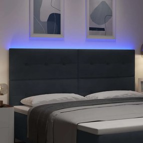 vidaXL LED κεφαλάρι Γκρι Βελούδο