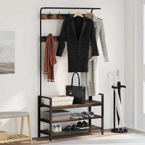 vidaXL Κρεμάστρα Καπνιστό Δρύς 95 x 34 x 184 εκ Επεξεργασμένο ξύλο