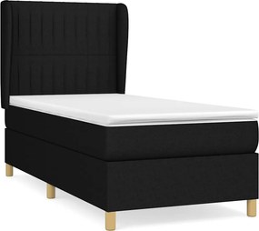 vidaXL Κρεβάτι Boxspring με Στρώμα Μαύρο 80 x 200 εκ. Υφασμάτινο