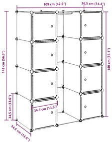 Ντουλάπα Σπονδυλωτή 9 Τμήματα Άσπρη 109x36,5x143 εκ. 240498