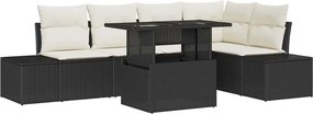 vidaXL Σετ Καναπέ Κήπου με αποθήκευση 6 pcs Μαύρο Πολυ ράταν