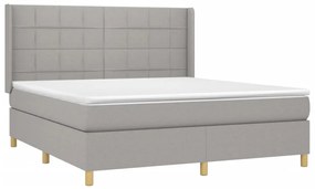 vidaXL Κρεβάτι Boxspring με Στρώμα &amp; LED Αν.Γκρι 160x200εκ. Υφασμάτινο