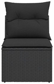 vidaXL Καρέκλα Κήπου Χωρίς Μπράτσα με Μαξιλάρια από Μαύρη Συνθετική Ρατάν
