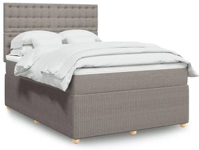 vidaXL Κρεβάτι Boxspring με Στρώμα Taupe 140x200 εκ. Υφασμάτινο