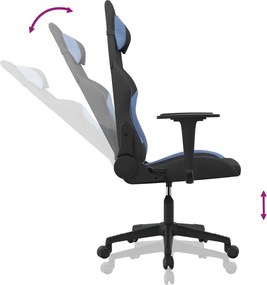 vidaXL Καρέκλα Gaming Μαύρη και Μπλε Υφασμάτινη