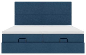 vidaXL Οθωμανικό κρεβάτι με στρώματα μπλε 180x200cm ύφασμα