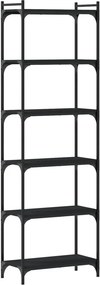 vidaXL Βιβλιοθήκη 6 Επιπέδων Μαύρη 60x30x188 εκ. Επεξεργασμένο Ξύλο