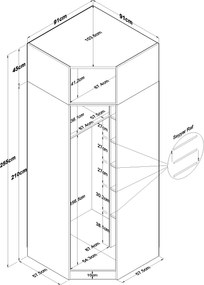 Ντουλάπα Λευκό BROBO 91x57.5x255