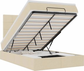 vidaXL Οθωμανικό κρεβάτι με στρώμα &amp; LEDs Cream 120x200cm ύφασμα