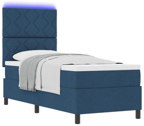 vidaXL Κρεβάτι με ελατήρια και στρώμα & LED Μπλε 80x200 cm