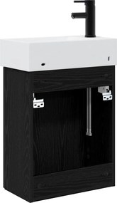vidaXL Μονάδα μπάνιου με βρύση Μαύρη Δρυς 45,5 x 22,5 x 84 εκ