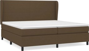 vidaXL Κρεβάτι Boxspring με Στρώμα Σκούρο Καφέ 200x200 εκ. Υφασμάτινο