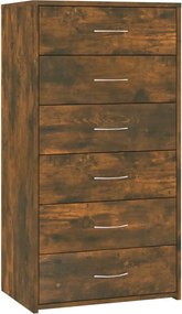 vidaXL Ντουλάπι με 6 Συρτάρια Καπνιστή Δρυς 50x34x96 εκ. Επεξεργ. Ξύλο