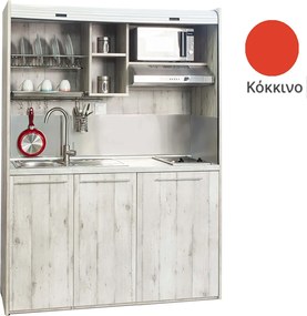 Πολυκουζίνα mini kitchen 160cm απόχρωση κόκκινη για ξενώνες, γραφεία &amp; φοιτητικά studio