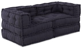 vidaXL Modular Pouffes - Σετ 2 σε Ανθρακί Ύφασμα