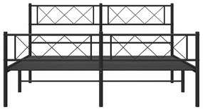 vidaXL Πλαίσιο Κρεβατιού με Κεφαλάρι&Ποδαρικό Μαύρο 135x190εκ. Μέταλλο