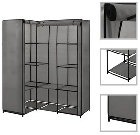 vidaXL 282452  Corner Wardrobe Grey 130x87x169 cm