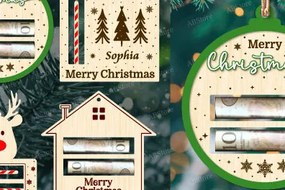 Σετ των 3 Intra απο ξύλο plywood 3mm-4mm πάχος Χριστουγεννιάτικο στολίδι θήκης χρημάτων Δίασταση 8x8 cm INTRAFABR-105233471