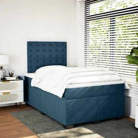 vidaXL Κρεβάτι Boxspring με Στρώμα Μπλε 120x200 εκ. Βελούδινο