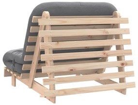 Καναπές Κρεβάτι Futon με Στρώμα 100x206x11εκ. Μασίφ Ξύλο Πεύκου - Καφέ