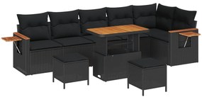 Σετ Καναπέ Κήπου με μαξιλάρι 9 pcs Μαύρο