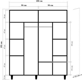 Τετραφυλλη Ντουλαπα Σονομα LONI 52x180x192