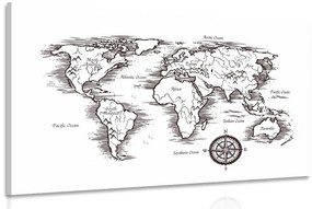 Εικόνα του παγκόσμιου χάρτη σε όμορφο σχέδιο - 120x80