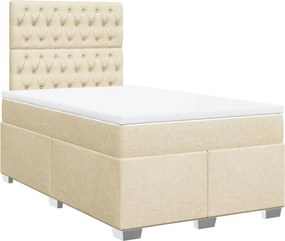 vidaXL Κρεβάτι Boxspring με Στρώμα Κρεμ 120x200 εκ. Υφασμάτινο