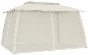 vidaXL Κιόσκι με Διπλούς Τοίχους/Δίχτυ Κρεμ 3,93x2,93 μ. από Ατσάλι