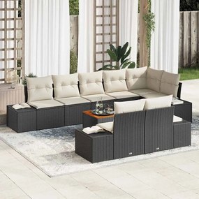 vidaXL Σετ Καναπέ Κήπου με μαξιλάρι 9 pcs Μαύρο Πολυ ράταν