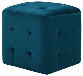 vidaXL Σκαμπό Πουφ 2 τεμ. Μπλε 30 x 30 x 30 εκ. από Βελούδινο Ύφασμα