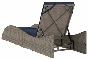 vidaXL Ξαπλώστρα με Μαξιλάρι Γκρι 60 x 205 x 73 εκ. από Συνθετικό Ρατάν