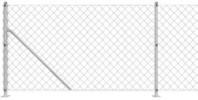 vidaXL Συρματόπλεγμα Περίφραξης Ασημί 0,8 x 25 μ. με Βάσεις Φλάντζα