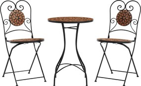 vidaXL Σετ Bistro «Μωσαϊκό» Τερακότα Σίδηρος και Κεραμικό