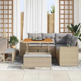vidaXL Σετ Καναπέ Κήπου 8 pcs Μπεζ συνθετικό ρατάν