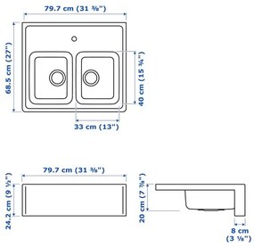 BREDSJÖN νεροχύτης με 2 γούρνες 603.743.60