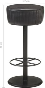 vidaXL Σκαμπό Μπαρ Μαύρο από Γνήσιο Δέρμα