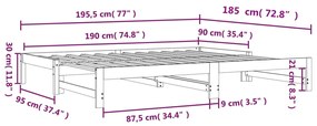 Καναπές Κρεβάτι Συρόμενος ΚαφέΚεριού 90x190εκ.Μασίφ Ξύλο Πεύκου - Καφέ