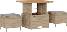 vidaXL Σετ Καναπέ Κήπου με μαξιλάρι 9 pcs Μπεζ Πολυ ράταν