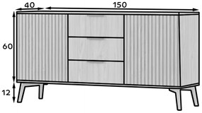 Σιφονιέρα Elyria E106, Artisan βελανιδιά, Με συρτάρια και ντουλάπια, 72x150x40cm, 50 kg | Epipla1.gr