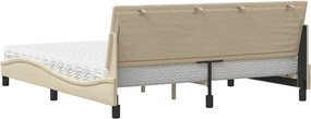 vidaXL Κρεβάτι με Στρώμα Hanko Κρεμ 180x200 εκ. Υφασμάτινο