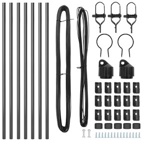 vidaXL Στύλος Περιφράξεων 7 pcs Γκρι Ατσάλι