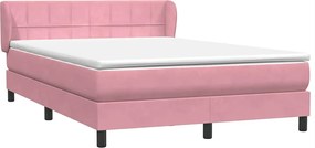 vidaXL Κρεβάτι Boxspring με Στρώμα Ροζ 160x210 εκ. Βελούδινο