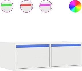 vidaXL Έπιπλο Τηλεόρασης με LED Λευκό 75x35,5x25 εκ.