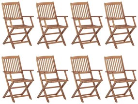 3075084 vidaXL Καρέκλες Εξ. Χώρου Πτυσσόμενες 8 τεμ. από Μασίφ Ξύλο Ακακίας Καφέ, 1 Τεμάχιο