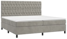 ΚΡΕΒΑΤΙ BOXSPRING ΜΕ ΣΤΡΩΜΑ ΑΝΟΙΧΤΟ ΓΚΡΙ 200X200 ΕΚ. ΒΕΛΟΥΔΙΝΟ 3143223