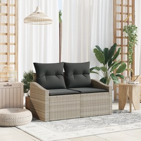 vidaXL 2θέσιος Καναπές Κήπου με Αποθήκη & Μαξιλάρια Γκρι Πολυ Ρατάν