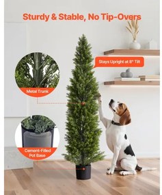 VEVOR Artificial Topiary Cedar Trees, 2 Set 1524mm Faux Pine Shrubs Plants, Fake Silk Tree Look Real, Easy Assembly for Decor Front Porch Outdoor Patio Garden Balcony Backyard Indoor Office