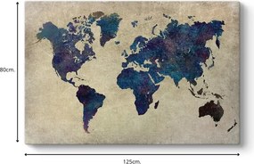Πίνακας σε καμβά "World Map" Megapap ψηφιακής εκτύπωσης 125x80x3εκ.