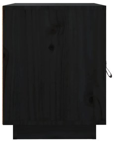 Κομοδίνα 2 τεμ. Μαύρα 40x34x45 εκ. από Μασίφ Ξύλο Πεύκου - Μαύρο